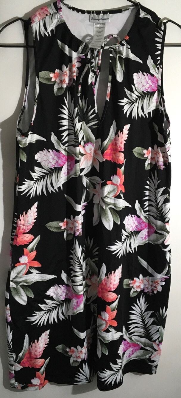 Tommy Bahama Ginger Flowers Women's Size Medium Split-Neck Spa Cover-Up Dress
